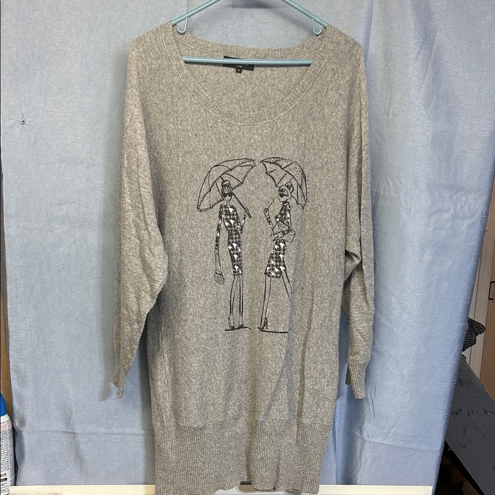 Terra Nostra Gray Women's tunic Sweater with Graphic Design